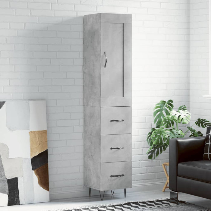 Dulap înalt, gri beton, 34,5x34x180 cm, lemn prelucrat WALTI