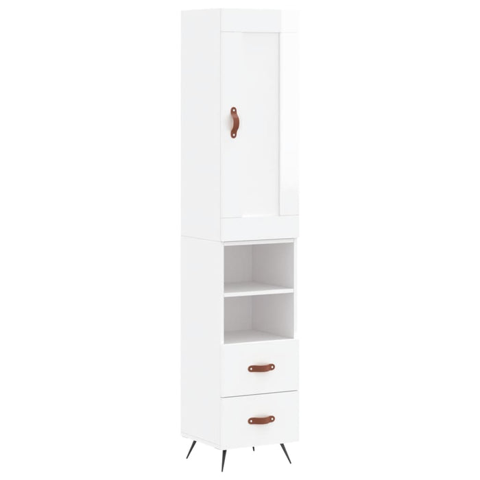 Dulap înalt, alb extralucios, 34,5x34x180 cm, lemn prelucrat WALTI