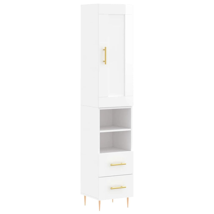 Dulap înalt, alb extralucios, 34,5x34x180 cm, lemn prelucrat WALTI