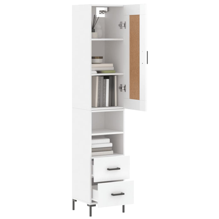 Dulap înalt, alb extralucios, 34,5x34x180 cm, lemn prelucrat WALTI