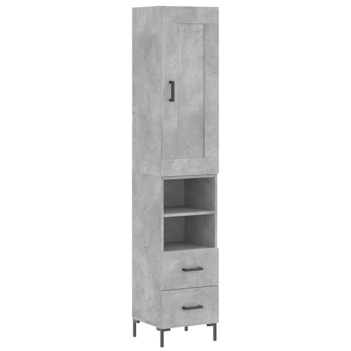 Dulap înalt, gri beton, 34,5x34x180 cm, lemn prelucrat WALTI