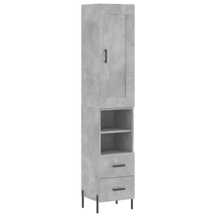 Dulap înalt, gri beton, 34,5x34x180 cm, lemn prelucrat - WALTI WALTI