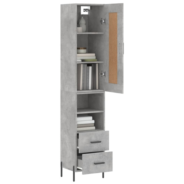Dulap înalt, gri beton, 34,5x34x180 cm, lemn prelucrat - WALTI WALTI