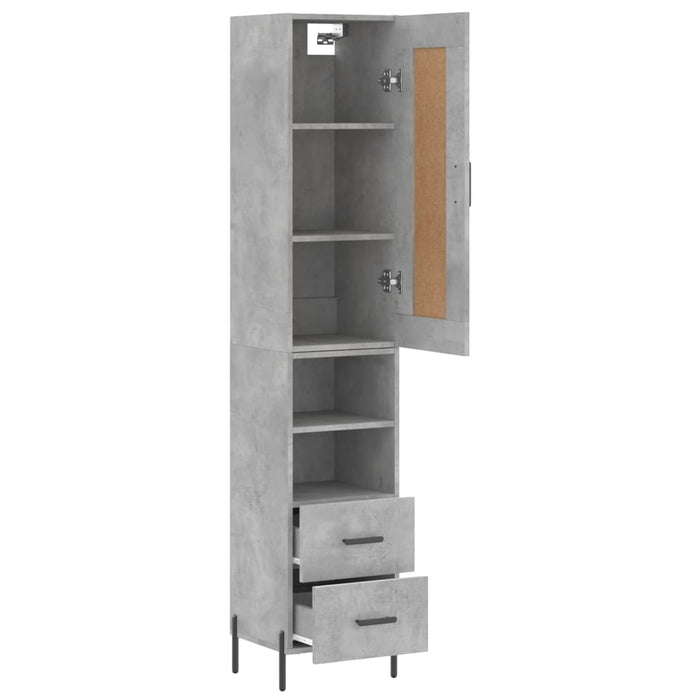 Dulap înalt, gri beton, 34,5x34x180 cm, lemn prelucrat - WALTI WALTI