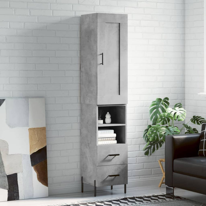 Dulap înalt, gri beton, 34,5x34x180 cm, lemn prelucrat - WALTI WALTI
