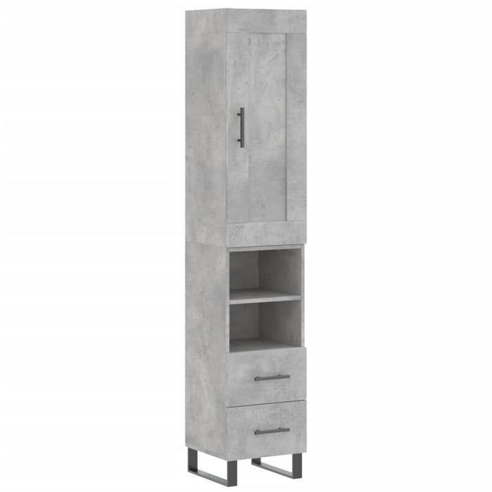 Dulap înalt, gri beton, 34,5x34x180 cm, lemn prelucrat WALTI