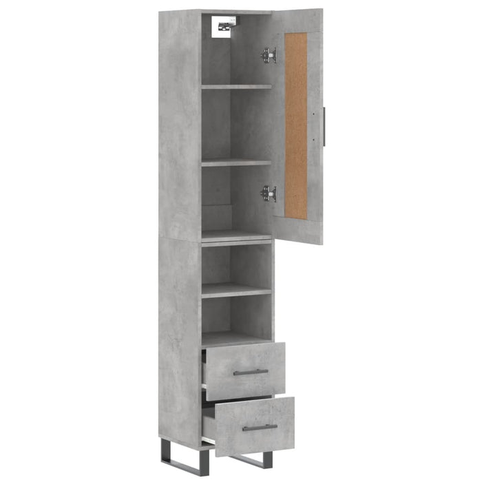 Dulap înalt, gri beton, 34,5x34x180 cm, lemn prelucrat WALTI