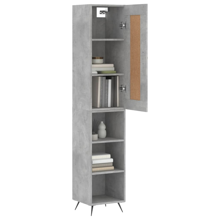 Dulap înalt, gri beton, 34,5x34x180 cm, lemn prelucrat WALTI