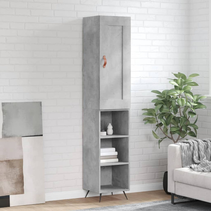 Dulap înalt, gri beton, 34,5x34x180 cm, lemn prelucrat WALTI