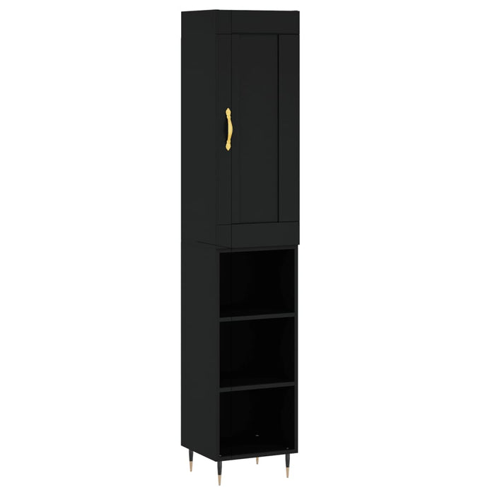 Dulap înalt, negru, 34,5x34x180 cm, lemn prelucrat WALTI