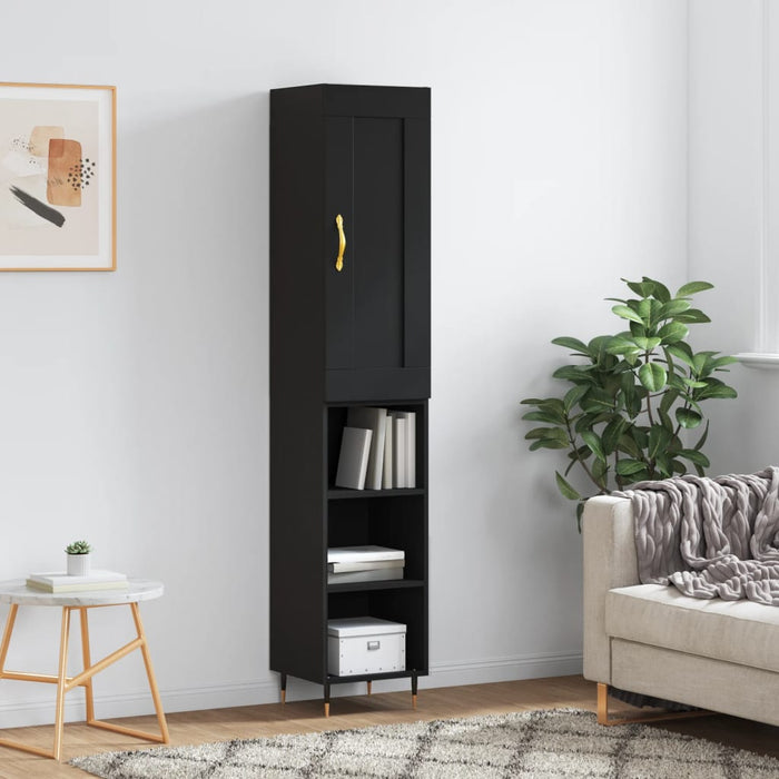 Dulap înalt, negru, 34,5x34x180 cm, lemn prelucrat WALTI