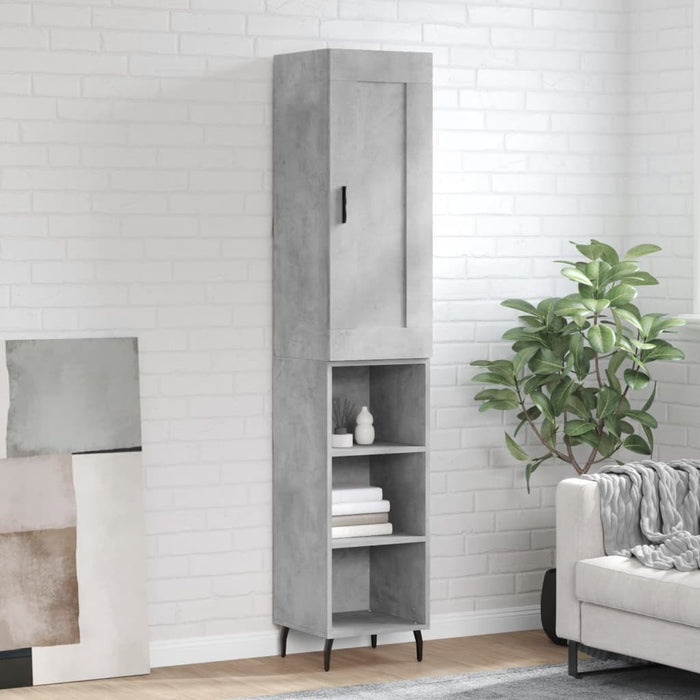 Dulap înalt, gri beton, 34,5x34x180 cm, lemn prelucrat - WALTI WALTI
