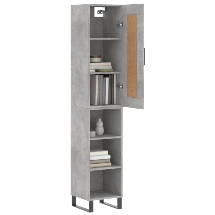 Dulap înalt, gri beton, 34,5x34x180 cm, lemn prelucrat WALTI
