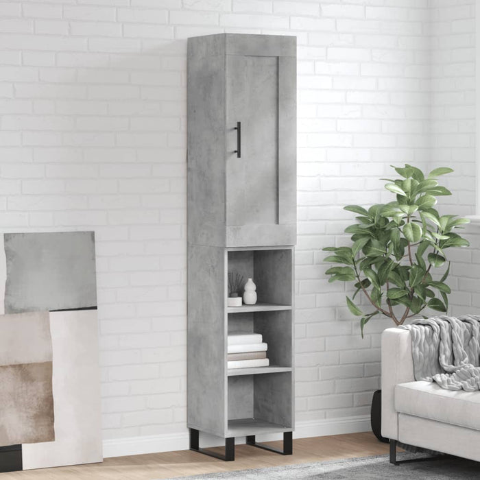 Dulap înalt, gri beton, 34,5x34x180 cm, lemn prelucrat WALTI
