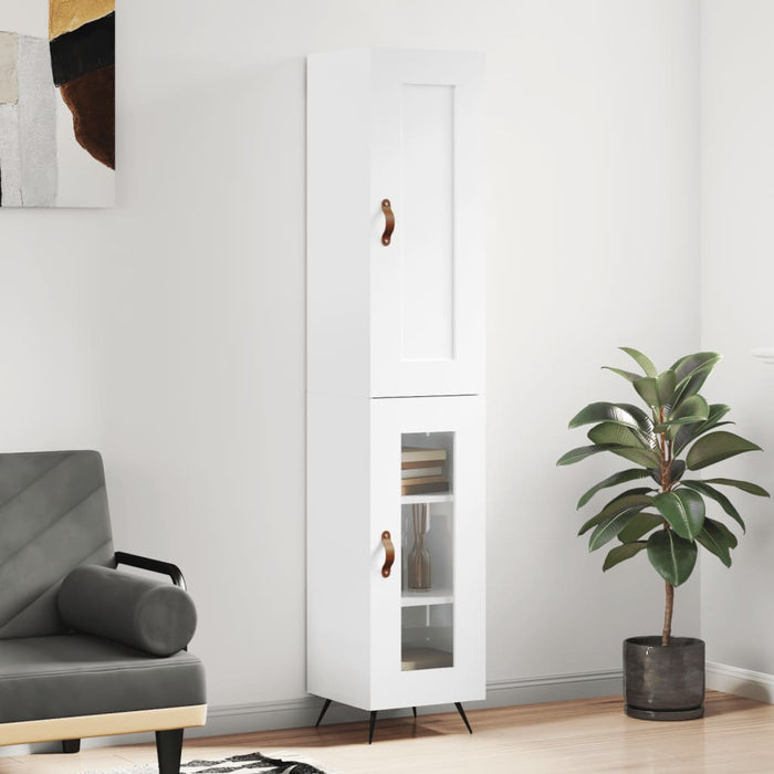 Dulap înalt, alb extralucios, 34,5x34x180 cm, lemn prelucrat WALTI