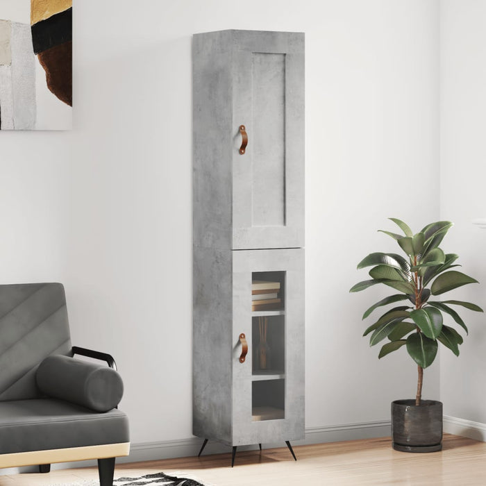 Dulap înalt, gri beton, 34,5x34x180 cm, lemn prelucrat WALTI