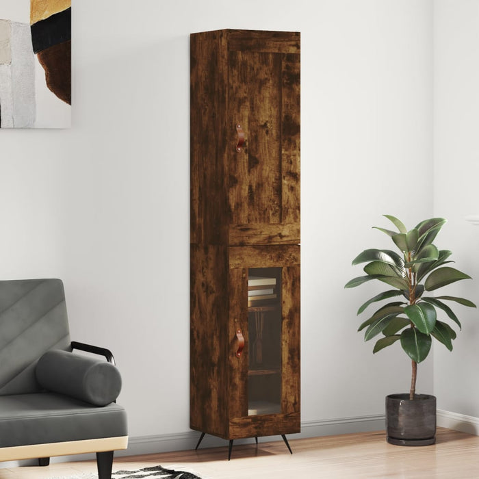 Dulap înalt, stejar fumuriu, 34,5x34x180 cm, lemn prelucrat WALTI