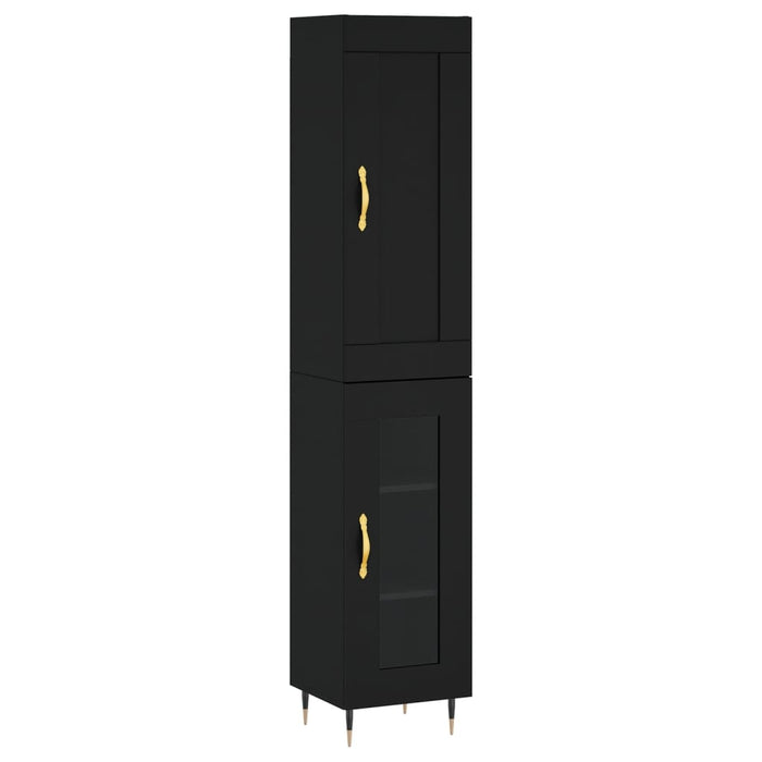 Dulap înalt, negru, 34,5x34x180 cm, lemn prelucrat WALTI