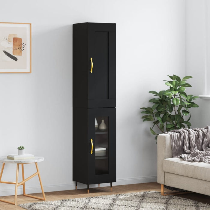Dulap înalt, negru, 34,5x34x180 cm, lemn prelucrat WALTI