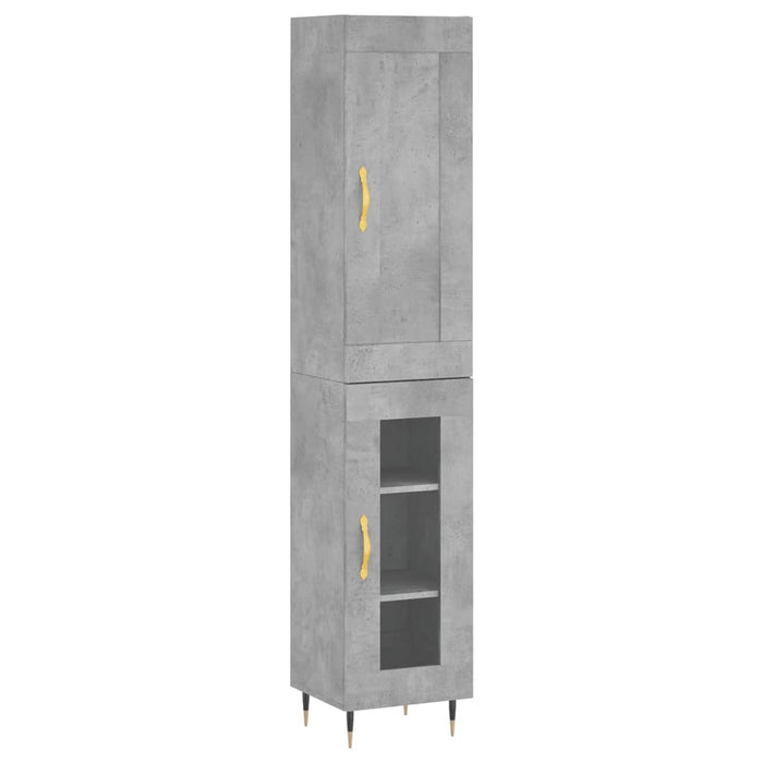 Dulap înalt, gri beton, 34,5x34x180 cm, lemn prelucrat WALTI