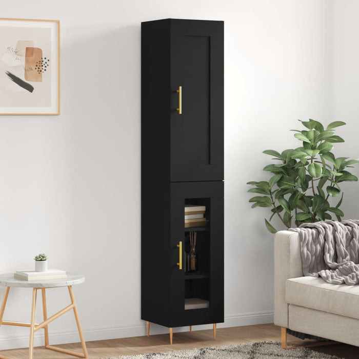 Dulap înalt, negru, 34,5x34x180 cm , lemn prelucrat WALTI