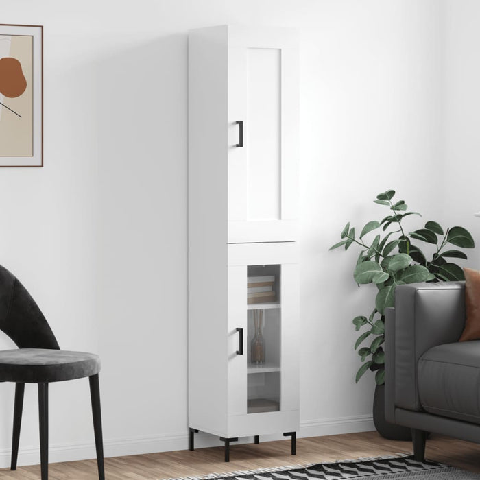 Dulap înalt, alb extralucios, 34,5x34x180 cm, lemn prelucrat WALTI