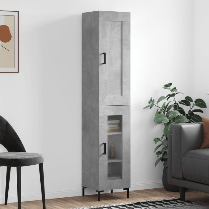 Dulap înalt, gri beton, 34,5x34x180 cm, lemn prelucrat WALTI