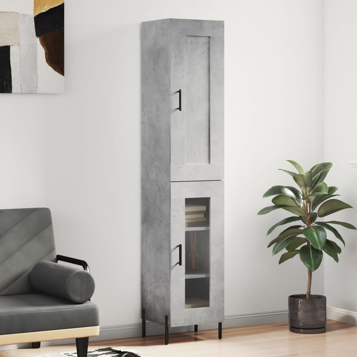 Dulap înalt, gri beton, 34,5x34x180 cm, lemn prelucrat WALTI