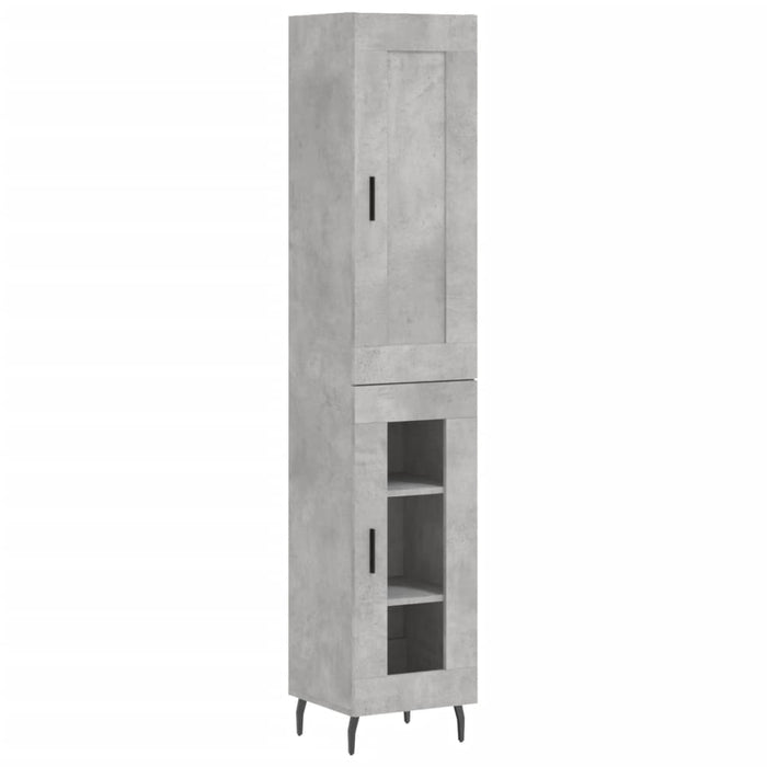Dulap înalt, gri beton, 34,5x34x180 cm, lemn prelucrat - WALTI WALTI