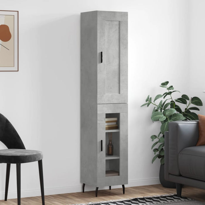 Dulap înalt, gri beton, 34,5x34x180 cm, lemn prelucrat - WALTI WALTI