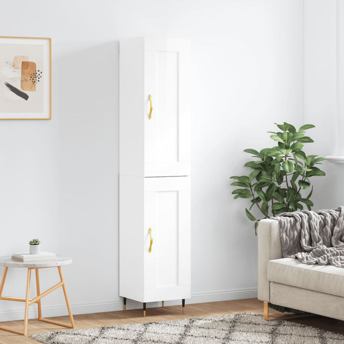Dulap înalt, alb extralucios, 34,5x34x180 cm, lemn prelucrat WALTI