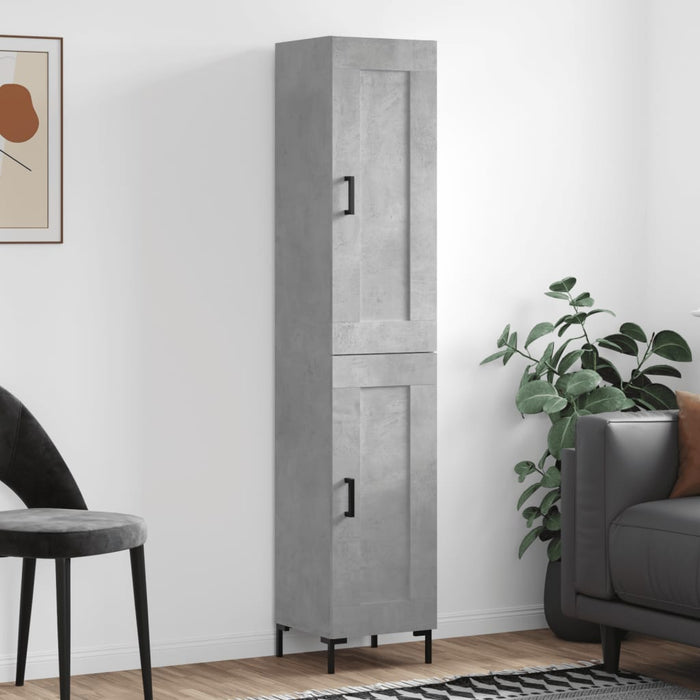 Dulap înalt, gri beton, 34,5x34x180 cm, lemn prelucrat WALTI