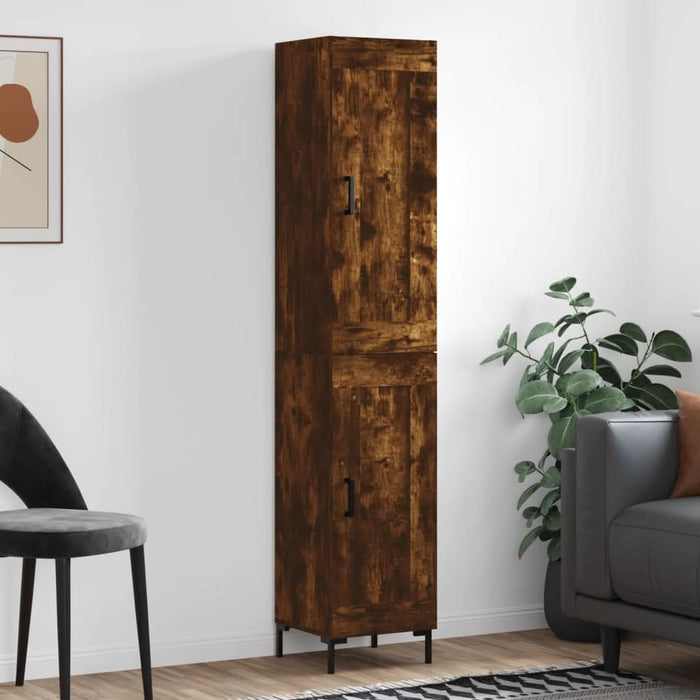 Dulap înalt, stejar fumuriu, 34,5x34x180 cm, lemn prelucrat - WALTI WALTI
