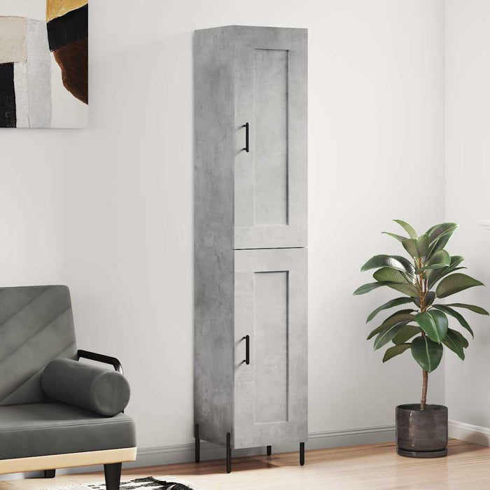 Dulap înalt, gri beton, 34,5x34x180 cm, lemn prelucrat WALTI