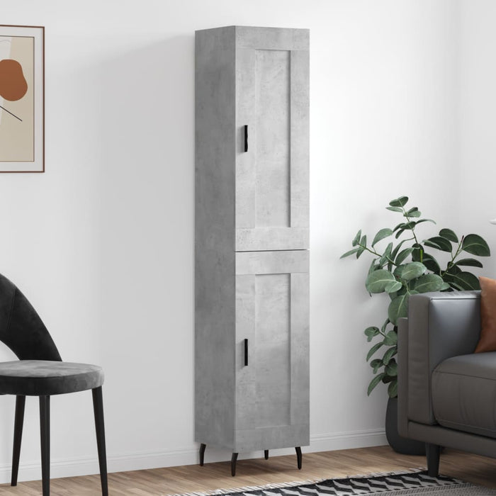 Dulap înalt, gri beton, 34,5x34x180 cm, lemn prelucrat WALTI