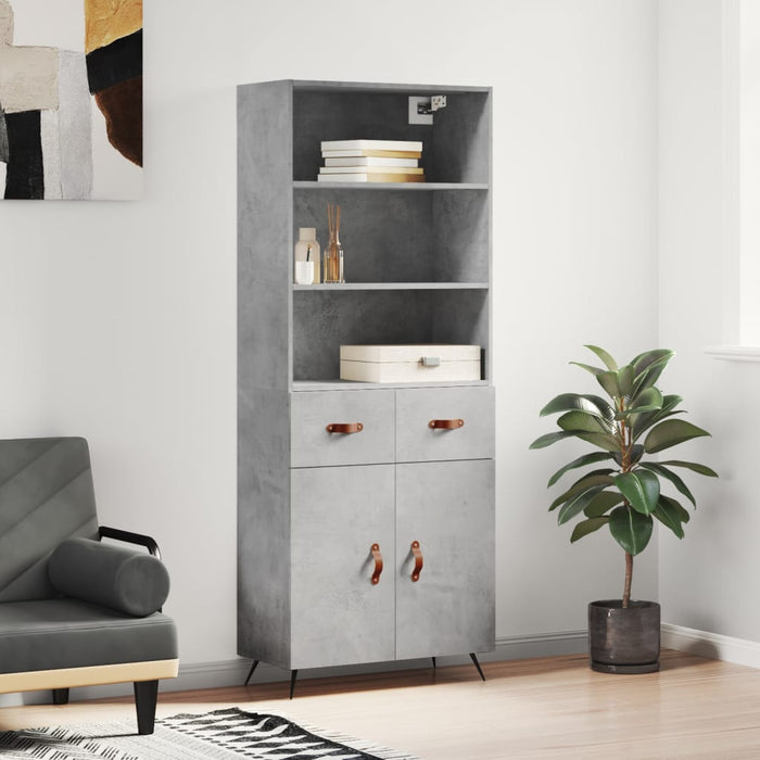 Dulap înalt, gri beton, 69,5x34x180, lemn compozit - WALTI WALTI