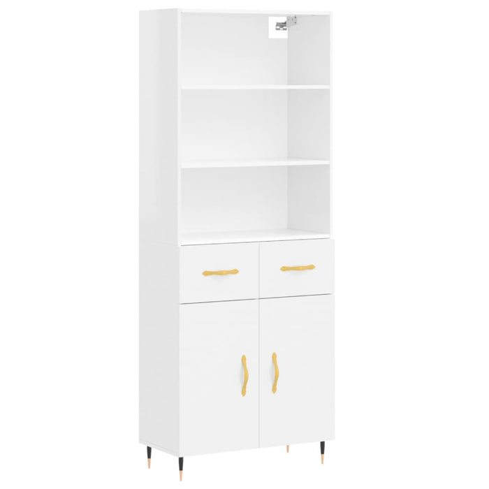 Dulap înalt, alb extralucios, 69,5x34x180 cm, lemn compozit WALTI