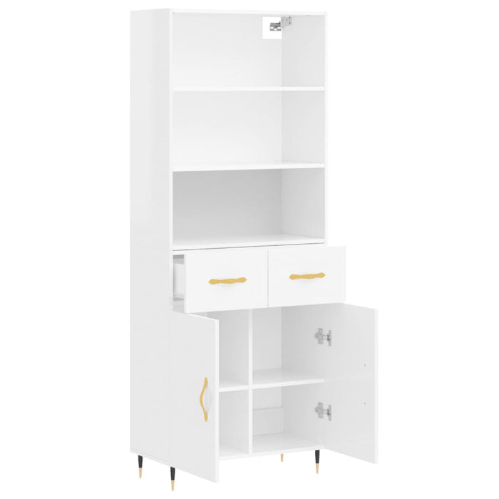 Dulap înalt, alb extralucios, 69,5x34x180 cm, lemn compozit WALTI