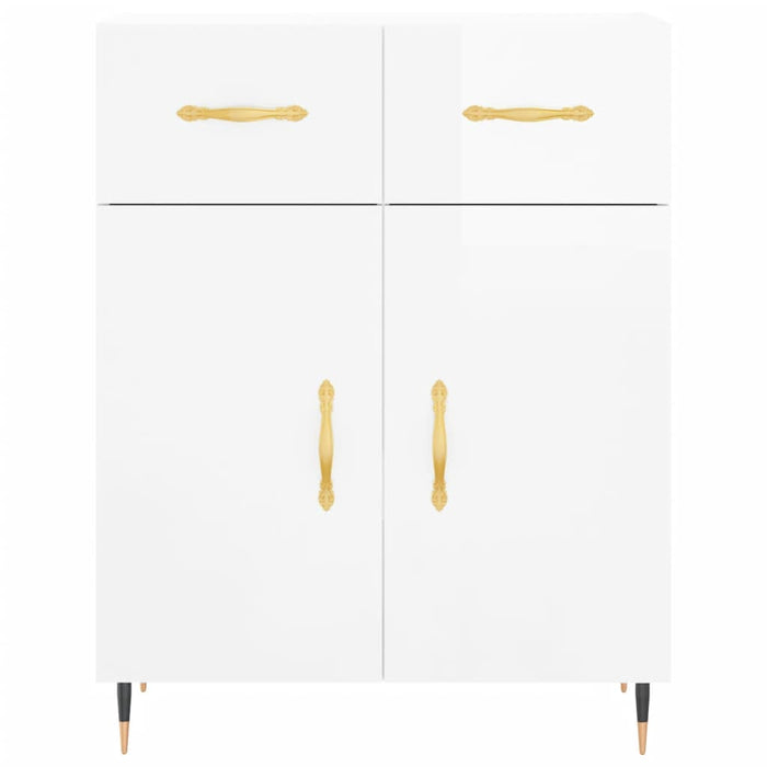 Dulap înalt, alb extralucios, 69,5x34x180 cm, lemn compozit WALTI