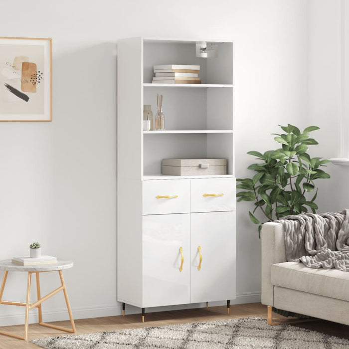 Dulap înalt, alb extralucios, 69,5x34x180 cm, lemn compozit WALTI