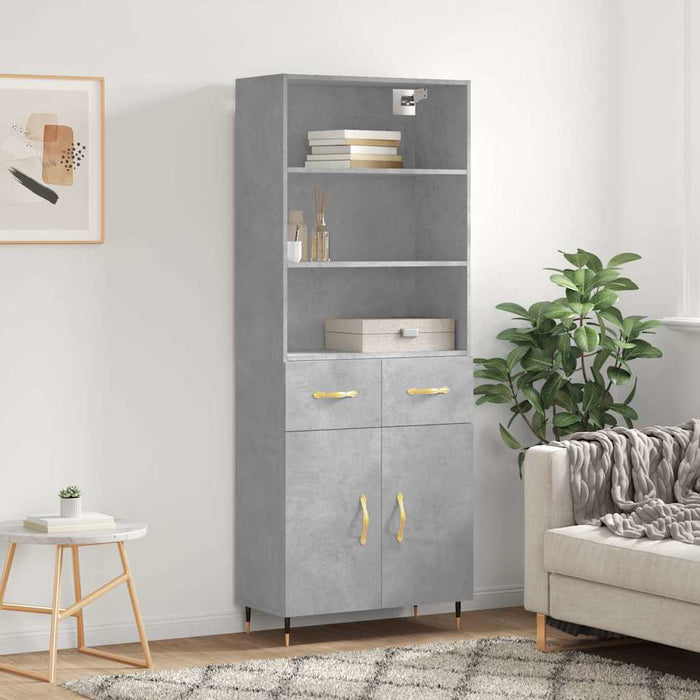 Dulap înalt, gri beton, 69,5x34x180, lemn compozit - WALTI WALTI