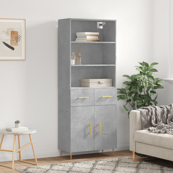 Dulap înalt, gri beton, 69,5x34x180, lemn compozit - WALTI WALTI