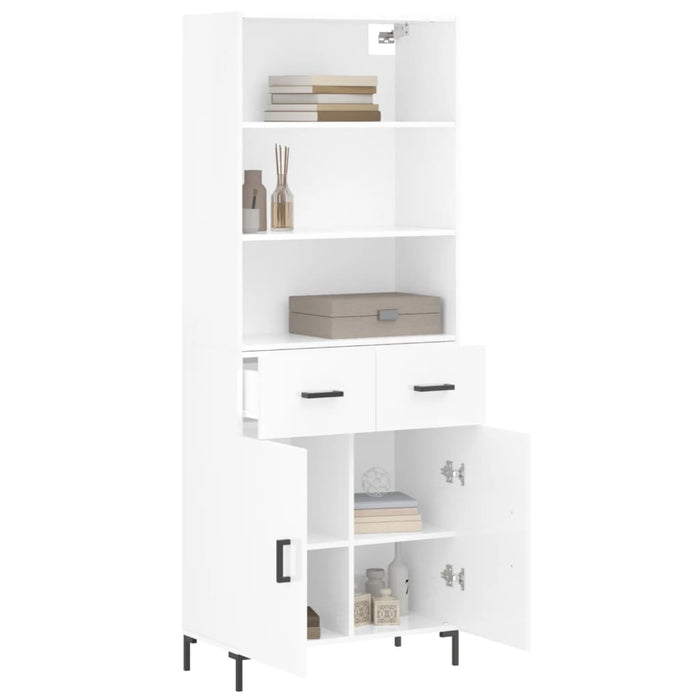 Dulap înalt, alb extralucios, 69,5x34x180 cm, lemn compozit WALTI
