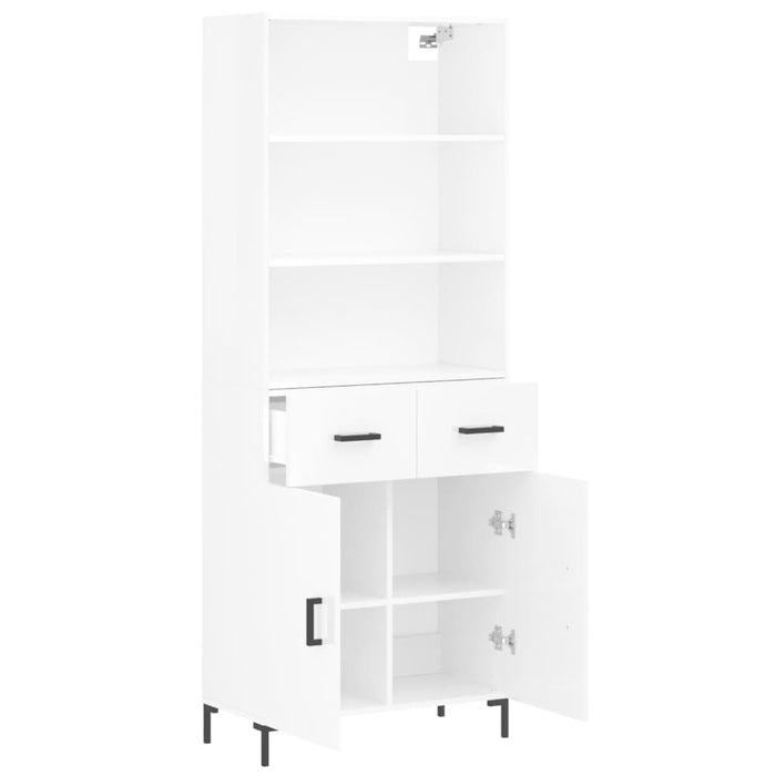 Dulap înalt, alb extralucios, 69,5x34x180 cm, lemn compozit WALTI