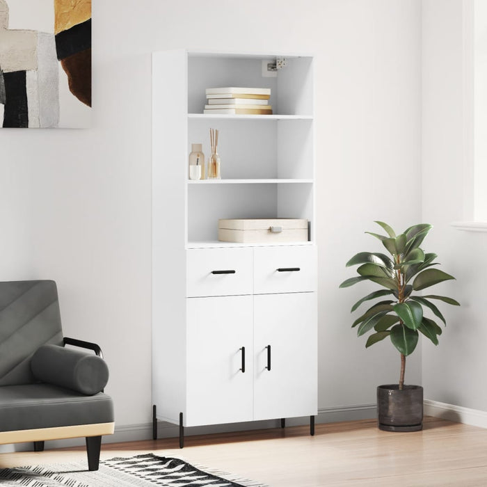Dulap înalt, alb extralucios, 69,5x34x180 cm, lemn compozit WALTI