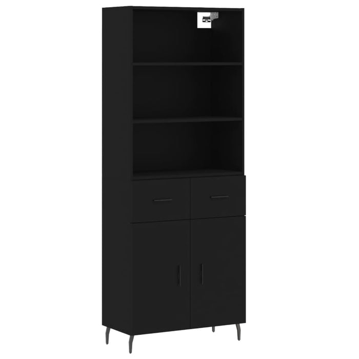 Dulap înalt, negru, 69,5x34x180 cm, lemn compozit WALTI
