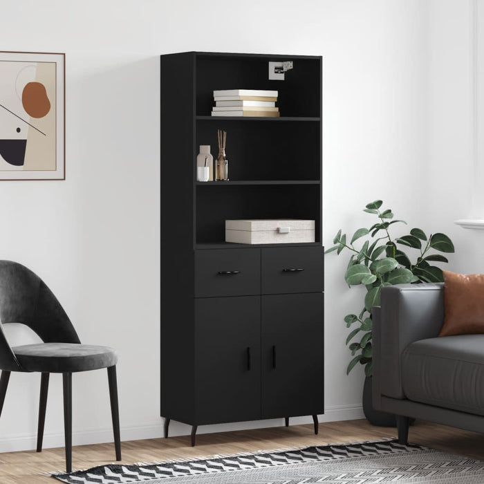 Dulap înalt, negru, 69,5x34x180 cm, lemn compozit WALTI