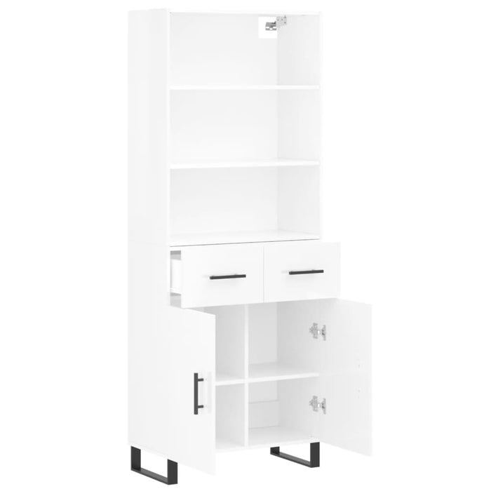 Dulap înalt, alb extralucios, 69,5x34x180 cm, lemn compozit WALTI