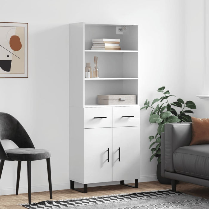 Dulap înalt, alb extralucios, 69,5x34x180 cm, lemn compozit WALTI
