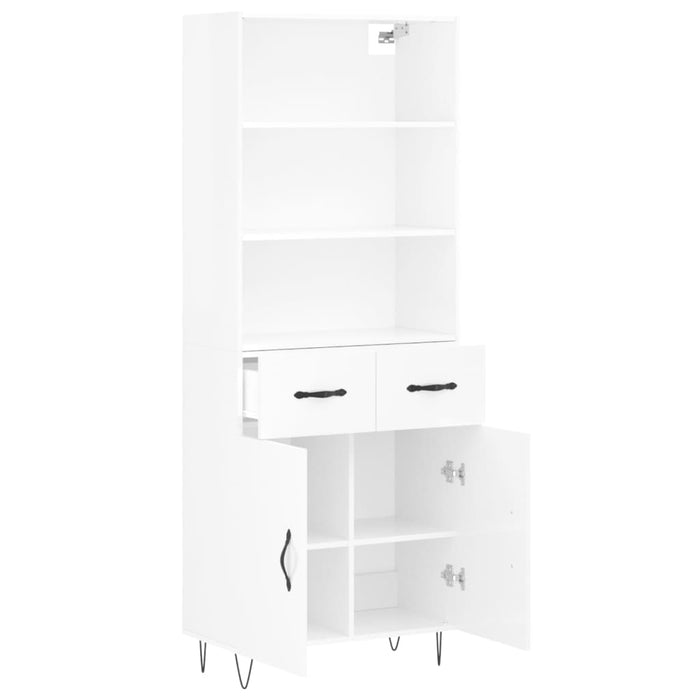 Dulap înalt, alb extralucios, 69,5x34x180 cm, lemn compozit WALTI